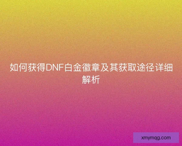 如何获得DNF白金徽章及其获取途径详细解析