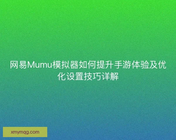 网易Mumu模拟器如何提升手游体验及优化设置技巧详解